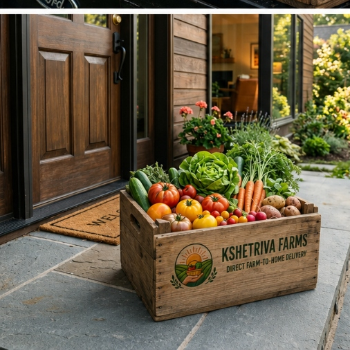 Kshetriva Farms delivery box loaded with safe, chemical-free vegetables